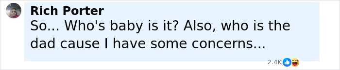 Comment by Rich Porter questioning the parentage of the Hensel twins’ new baby sparking motherhood and marriage speculation. Comment by Rich Porter questioning the parentage of the Hensel twins’ new baby sparking motherhood and marriage speculation.