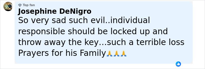 Facebook comment expressing sorrow for a good Samaritan who tried to protect a helpless mom and children. Facebook comment expressing sorrow for a good Samaritan who tried to protect a helpless mom and children.