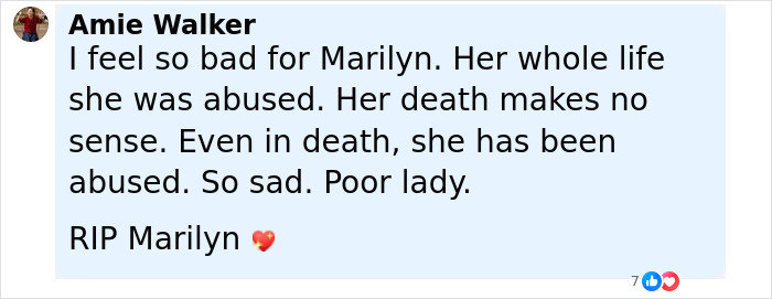 Comment expressing sadness over Marilyn Monroe's life and suspicious findings in her autopsy decades later. Comment expressing sadness over Marilyn Monroe's life and suspicious findings in her autopsy decades later.
