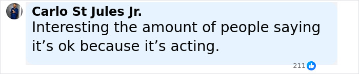 Comment by Carlo St Jules Jr. questioning acceptance of on-screen romantic scenes between 15YO Alicia Silverstone and 30YO co-star.