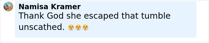 Comment on social media post expressing relief Anne Hathaway escaped fall unscathed after heel broke on set of The Devil Wears Prada 2. Comment on social media post expressing relief Anne Hathaway escaped fall unscathed after heel broke on set of The Devil Wears Prada 2.