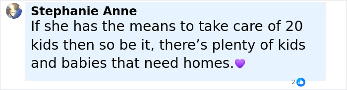 Comment expressing support for Millie Bobby Brown adopting babies in need, highlighting care for children and homes. Comment expressing support for Millie Bobby Brown adopting babies in need, highlighting care for children and homes.