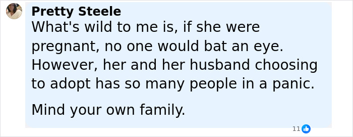 Screenshot of a Facebook comment discussing Millie Bobby Brown’s adoption choice and public reaction concerns. Screenshot of a Facebook comment discussing Millie Bobby Brown’s adoption choice and public reaction concerns.