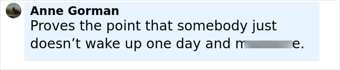 Screenshot of Anne Gorman’s comment discussing warning signs about Bryan Kohberger’s behavior before tragedy occurred. Screenshot of Anne Gorman’s comment discussing warning signs about Bryan Kohberger’s behavior before tragedy occurred.