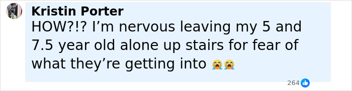 Screenshot of a social media comment expressing nervousness about leaving children alone, related to Florida mother abandoning child. Screenshot of a social media comment expressing nervousness about leaving children alone, related to Florida mother abandoning child.