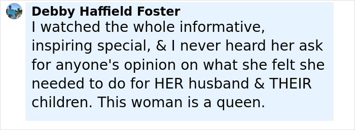Comment praising Bruce Willis's wife for her strength during dementia battle and living separately update. Comment praising Bruce Willis's wife for her strength during dementia battle and living separately update.