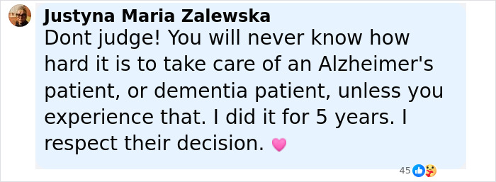 Comment discussing the challenges of caring for dementia patients, relating to Bruce Willis's wife update. Comment discussing the challenges of caring for dementia patients, relating to Bruce Willis's wife update.