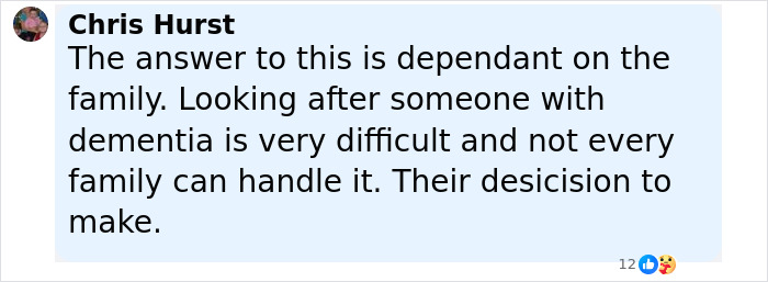 Comment about challenges of caring for someone with dementia shared in a social media post amid Bruce Willis's wife update. Comment about challenges of caring for someone with dementia shared in a social media post amid Bruce Willis's wife update.