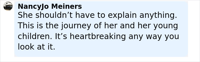 Comment from NancyJo Meiners expressing support during Bruce Willis's wife update on living separately amid dementia battle. Comment from NancyJo Meiners expressing support during Bruce Willis's wife update on living separately amid dementia battle.