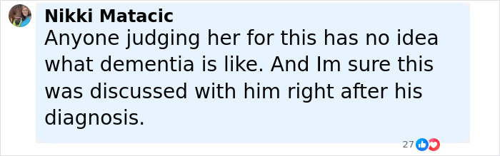 Comment by Nikki Matacic discussing dementia and Bruce Willis's wife sharing an update on their living situation. Comment by Nikki Matacic discussing dementia and Bruce Willis's wife sharing an update on their living situation.