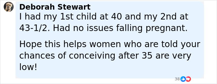 Comment text about having children after 40, encouraging women about chances of conceiving after 35 with Anna Kournikova pregnancy news. Comment text about having children after 40, encouraging women about chances of conceiving after 35 with Anna Kournikova pregnancy news.