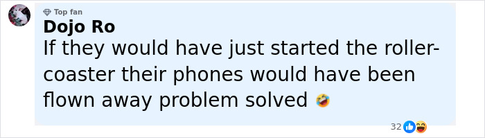 Facebook comment from user Dojo Ro suggesting phones should be flown away to solve rollercoaster behavior issues. Facebook comment from user Dojo Ro suggesting phones should be flown away to solve rollercoaster behavior issues.