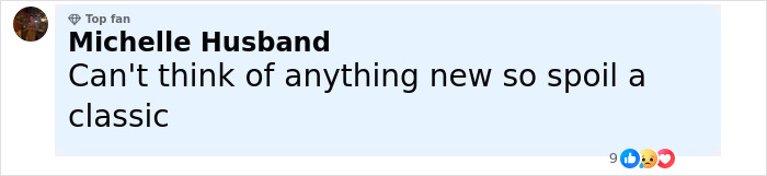 Comment by Michelle Husband, top fan, expressing frustration about spoiling a classic in a controversial Wuthering Heights adaptation. Comment by Michelle Husband, top fan, expressing frustration about spoiling a classic in a controversial Wuthering Heights adaptation.