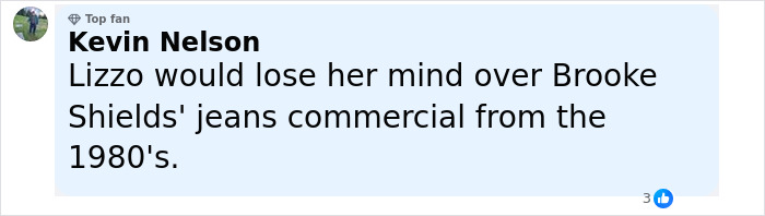 Screenshot of a social media comment discussing Lizzo’s parody response to the Sydney Sweeney ad controversy. Screenshot of a social media comment discussing Lizzo’s parody response to the Sydney Sweeney ad controversy.