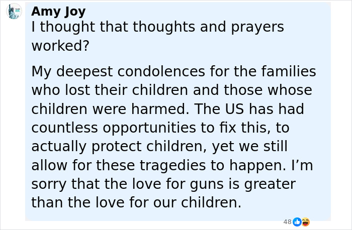 Comment by Amy Joy expressing condolences and frustration over gun violence after Minneapolis massacre culprit's manifesto release. Comment by Amy Joy expressing condolences and frustration over gun violence after Minneapolis massacre culprit's manifesto release.