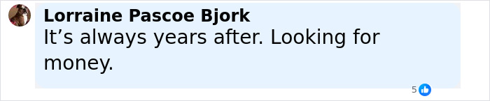 Facebook comment by Lorraine Pascoe Bjork discussing delayed reactions in Ellen DeGeneres bullying controversy reigniting.