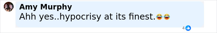 Facebook comment by Amy Murphy saying Ahh yes hypocrisy at its finest with laughing emojis, related to Andy Cohen roast of Kim Davis. Facebook comment by Amy Murphy saying Ahh yes hypocrisy at its finest with laughing emojis, related to Andy Cohen roast of Kim Davis.