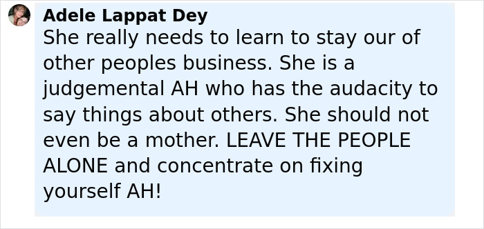 Comment by Adele Lappat Dey criticizing anti-LGBTQ activist Kim Davis for being judgmental and intrusive. Comment by Adele Lappat Dey criticizing anti-LGBTQ activist Kim Davis for being judgmental and intrusive.