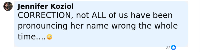 Comment by Jennifer Koziol mentioning correction about Kirsten Dunst name pronunciation and people getting it wrong. Comment by Jennifer Koziol mentioning correction about Kirsten Dunst name pronunciation and people getting it wrong.