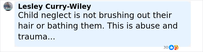 Comment by Lesley Curry-Wiley discussing child neglect as abuse and trauma, emphasizing its seriousness. Comment by Lesley Curry-Wiley discussing child neglect as abuse and trauma, emphasizing its seriousness.