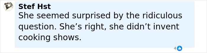 Comment by Stef Hst discussing Pamela Anderson’s reaction after fans accuse Meghan Markle of copying her cooking show. Comment by Stef Hst discussing Pamela Anderson’s reaction after fans accuse Meghan Markle of copying her cooking show.