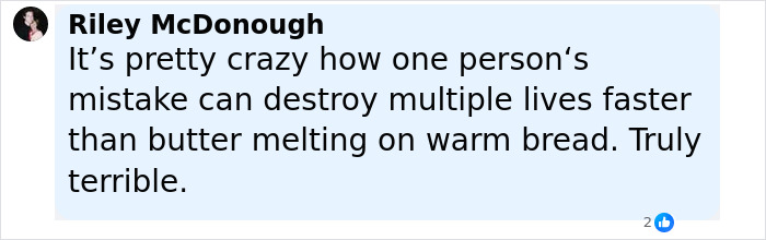 A social media comment by Riley McDonough reacting to a truck driver’s illegal U-turn that caused multiple tragic deaths. A social media comment by Riley McDonough reacting to a truck driver’s illegal U-turn that caused multiple tragic deaths.