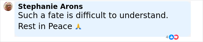 Facebook comment by Stephanie Arons expressing sadness and rest in peace for former Miss Universe contestant after elk collision accident Facebook comment by Stephanie Arons expressing sadness and rest in peace for former Miss Universe contestant after elk collision accident