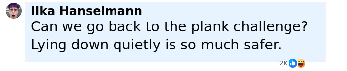 Social media post by Ilka Hanselmann humorously referencing safety after influencer fractures spine attempting stiletto challenge. Social media post by Ilka Hanselmann humorously referencing safety after influencer fractures spine attempting stiletto challenge.