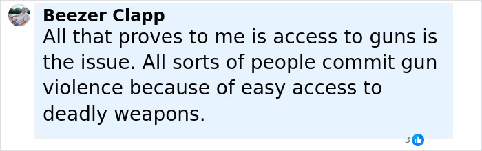 Comment by Beezer Clapp discussing gun access and its role in gun violence related to Minneapolis massacre culprit manifesto. Comment by Beezer Clapp discussing gun access and its role in gun violence related to Minneapolis massacre culprit manifesto.
