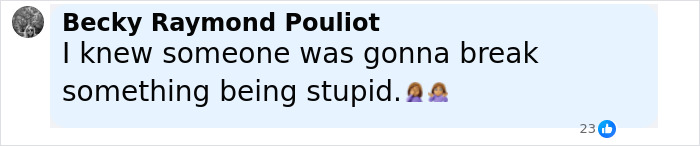 Comment by Becky Raymond Pouliot stating she expected someone to get hurt attempting the Nicki Minaj stiletto challenge. Comment by Becky Raymond Pouliot stating she expected someone to get hurt attempting the Nicki Minaj stiletto challenge.