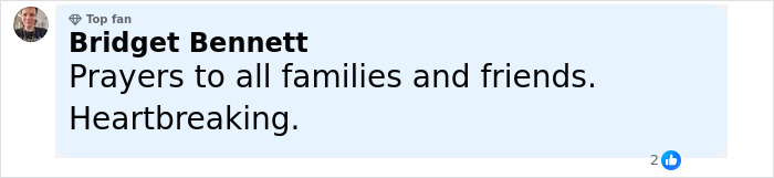 Bridget Bennett, top fan, expressing prayers and heartbreak for families affected by Minneapolis massacre culprit's actions and manifesto. Bridget Bennett, top fan, expressing prayers and heartbreak for families affected by Minneapolis massacre culprit's actions and manifesto.
