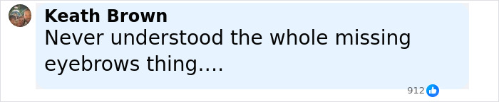 Comment from Keath Brown criticizing missing eyebrows trend, highlighting Jenna Ortega fans' opinions on Wednesday looks. Comment from Keath Brown criticizing missing eyebrows trend, highlighting Jenna Ortega fans' opinions on Wednesday looks.