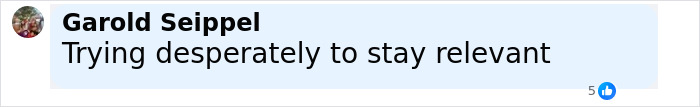 Comment by Garold Seippel saying Trying desperately to stay relevant with 5 likes on social media post about Travis Kelce’s ex Kayla Nicole. Comment by Garold Seippel saying Trying desperately to stay relevant with 5 likes on social media post about Travis Kelce’s ex Kayla Nicole.