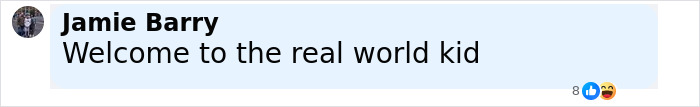 Comment by Jamie Barry saying Welcome to the real world kid, referencing US Open hat snatcher incident. Comment by Jamie Barry saying Welcome to the real world kid, referencing US Open hat snatcher incident.