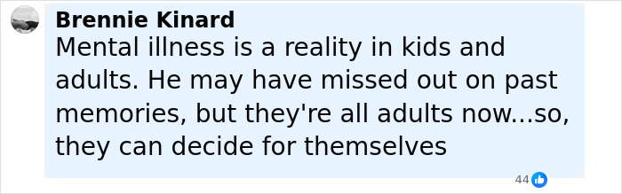 Comment by Brennie Kinard about mental illness in kids and adults discussing memories and personal decision-making. Comment by Brennie Kinard about mental illness in kids and adults discussing memories and personal decision-making.