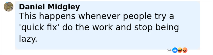Comment by Daniel Midgley about quick fixes, displayed with reaction icons on a social media post about Ozempic vulva side effects. Comment by Daniel Midgley about quick fixes, displayed with reaction icons on a social media post about Ozempic vulva side effects.