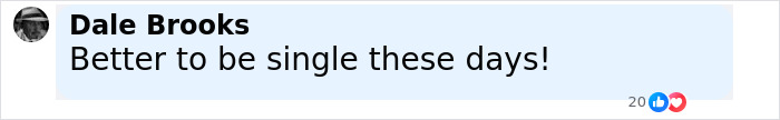 Comment from Dale Brooks saying better to be single, relating to Isla Fisher's tough couple of years amid split with Sasha Baron Cohen. Comment from Dale Brooks saying better to be single, relating to Isla Fisher's tough couple of years amid split with Sasha Baron Cohen.