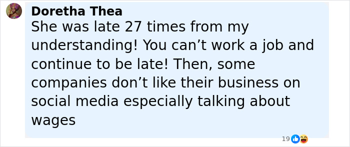 Screenshot of a comment discussing a Burger King employee who was fired after a viral 12-hour performance. Screenshot of a comment discussing a Burger King employee who was fired after a viral 12-hour performance.