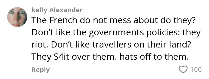 Comment from user Kelly Alexander expressing support for a farmer spraying squatters with manure amid land disputes. Comment from user Kelly Alexander expressing support for a farmer spraying squatters with manure amid land disputes.