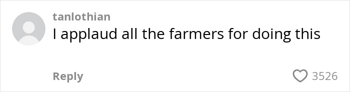 Comment praising farmers, reacting to viral story of farmer spraying squatters with manure, shown in a simple text format. Comment praising farmers, reacting to viral story of farmer spraying squatters with manure, shown in a simple text format.