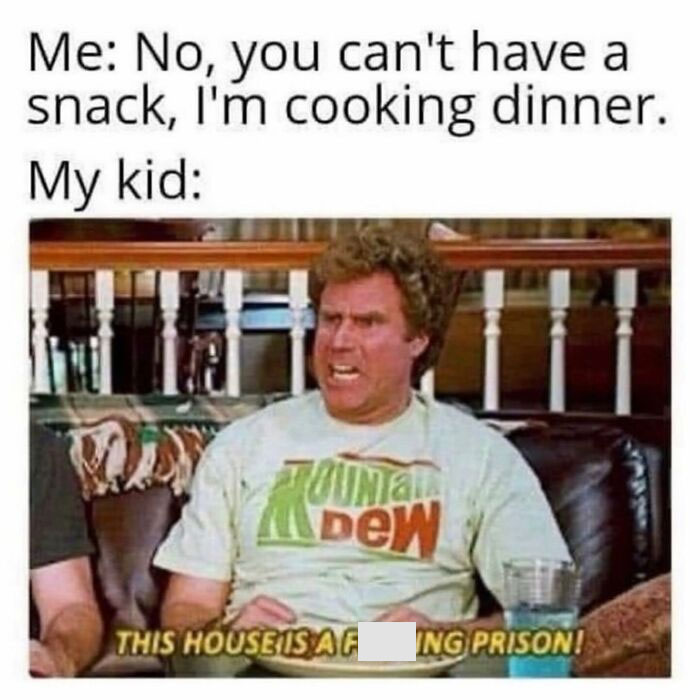 Funny parenting meme with a frustrated dad expressing how parenting feels like a prison, capturing real moments no book can teach.