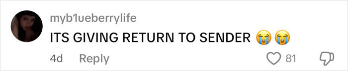 Comment on social media post reacting to road rage passenger’s coffee toss backfiring, with crying emojis and text saying ITS GIVING RETURN TO SENDER Comment on social media post reacting to road rage passenger’s coffee toss backfiring, with crying emojis and text saying ITS GIVING RETURN TO SENDER