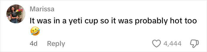 Comment from Marissa reacting to a road rage passenger’s coffee toss backfiring in a viral instant karma video. Comment from Marissa reacting to a road rage passenger’s coffee toss backfiring in a viral instant karma video.