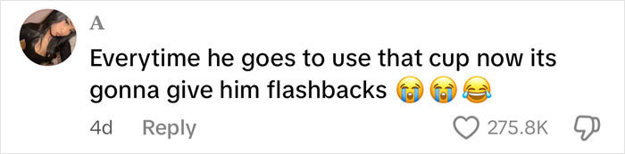 Social media comment reacting to road rage passenger's coffee toss backfiring, with crying and laughing emojis. Social media comment reacting to road rage passenger's coffee toss backfiring, with crying and laughing emojis.