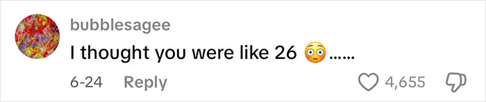 Comment saying I thought you were like 26 with a shocked emoji, expressing surprise at radical glow up after face lift. Comment saying I thought you were like 26 with a shocked emoji, expressing surprise at radical glow up after face lift.