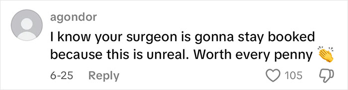 User comment praising surgeon after a dramatic facelift transformation with a radical glow up. User comment praising surgeon after a dramatic facelift transformation with a radical glow up.