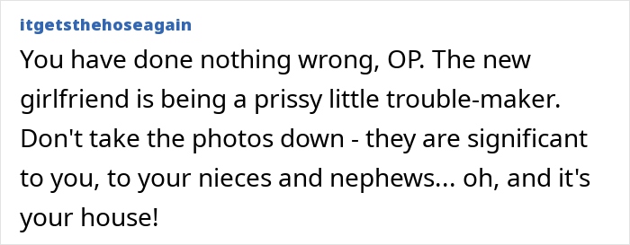 Commenter defends brother who swapped wife and kids for new flame, addressing drama over ex pics at sister’s BBQ. Commenter defends brother who swapped wife and kids for new flame, addressing drama over ex pics at sister’s BBQ.