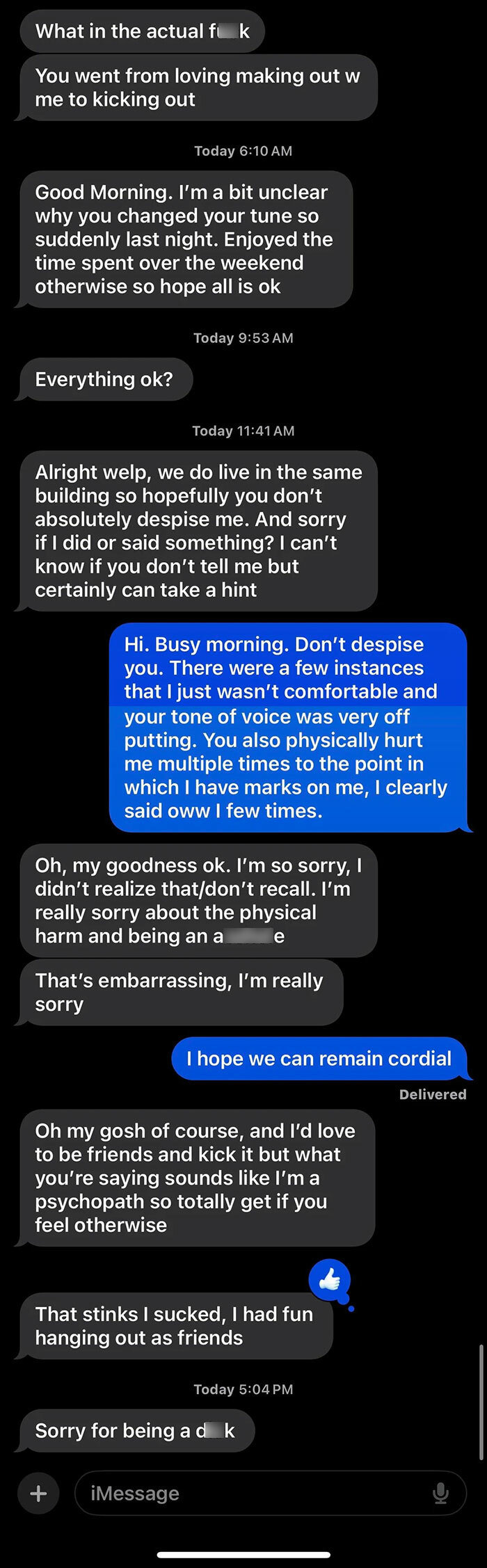 Text message conversation showing delusional behavior in women, highlighting toxic communication and emotional misunderstandings.