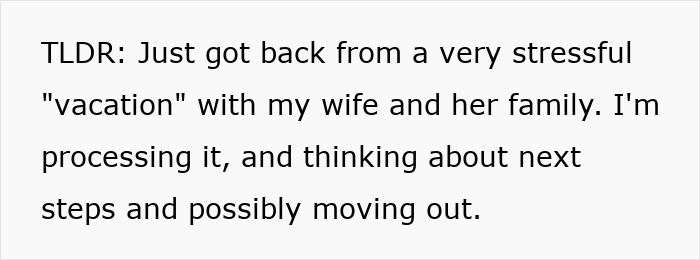 Text on a white background describing a stressful vacation where the wife humiliates her husband by unleashing years of resentment. Text on a white background describing a stressful vacation where the wife humiliates her husband by unleashing years of resentment.