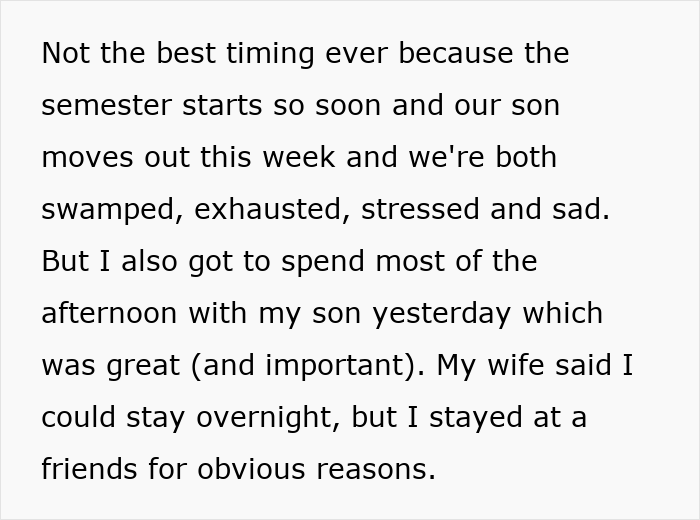 Text discussing a stressed husband dealing with exhaustion and wife’s resentment on an unwanted trip during a difficult time. Text discussing a stressed husband dealing with exhaustion and wife’s resentment on an unwanted trip during a difficult time.